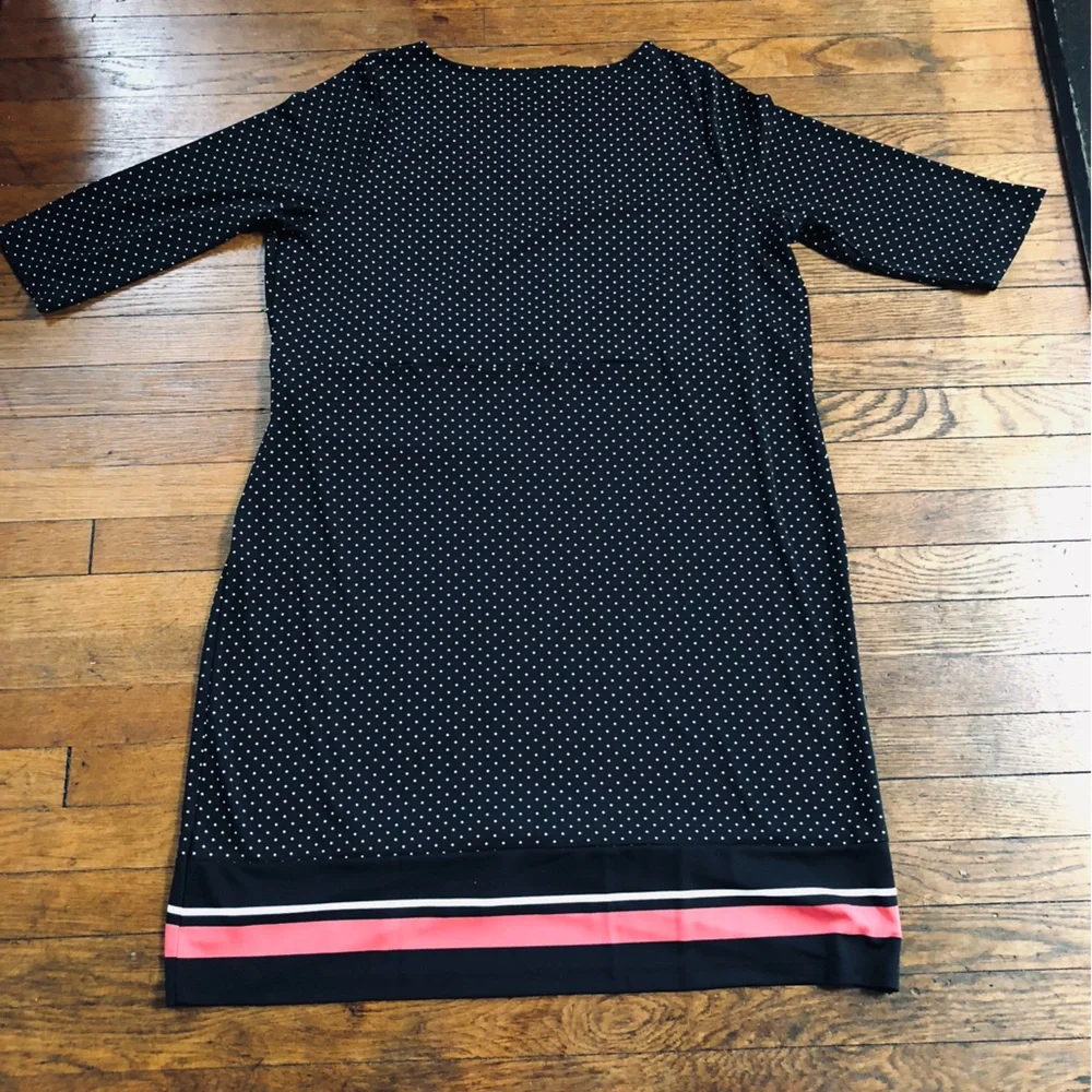 Talbots Black Faux Wrap Polka Dot Career Dress - Picture 3 of 4